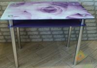 Стол стеклянный с фотопечатью "Лиловая роза"