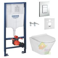 Комплект: GAP ROUND Rimless унитаз подвесной, с сиденьем Slim slow closing, Rapid SL инсталяционная система 3в1,Grohe звукоизоляционный комплект