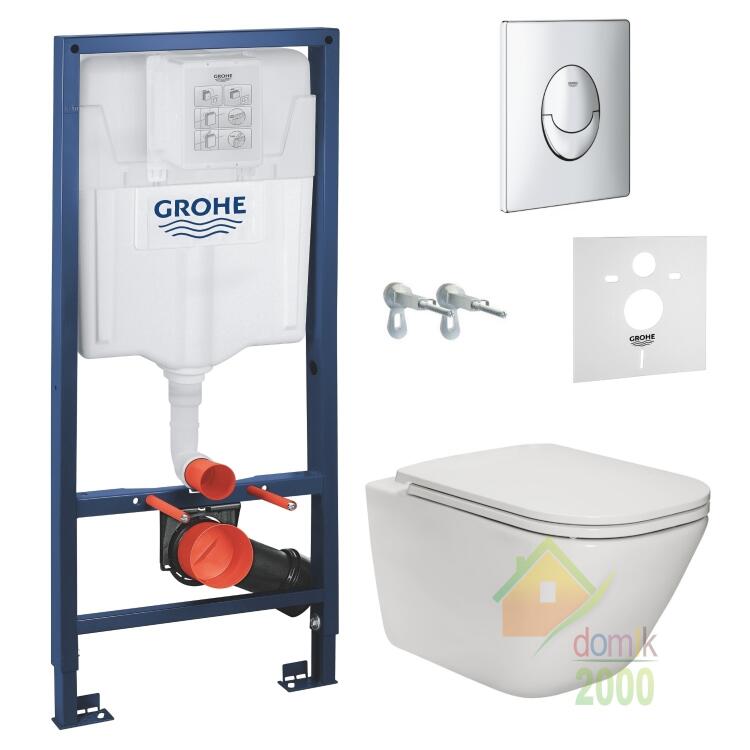 Комплект: GAP Rimless унитаз подвесной с сиденьем Slim, Rapid SL инсталляционная система для подв. унитаза, Grohe звукоизоляционный комплект