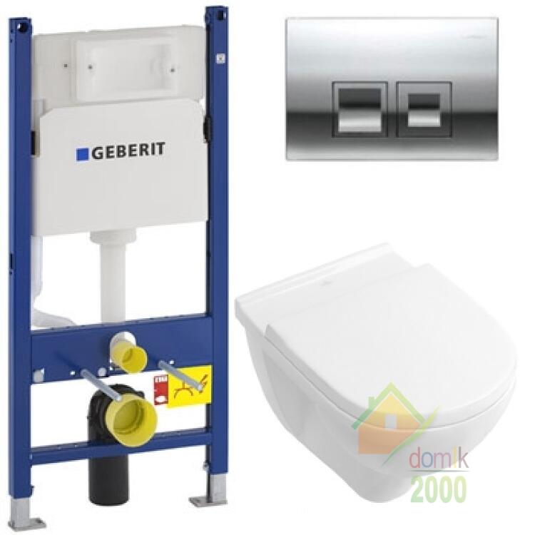 Комплект: O.NOVO унитаз подвесной 5660H101 с сид. soft-close, Geberit Duofix, клавиша Delta 50