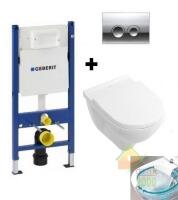 Комплект: O.NOVO DirectFlush унитаз подвесной 5660HR01 с сид. soft-close, Geberit Duofix, клавиша Delta 50