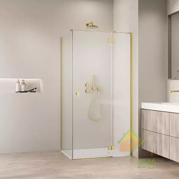 Душевая кабина Devit Aqua DA12100080099LBG 1000Lx800x1950 мм, левая, распашная, цвет профиля: Brushed Gold, стекло: 6 мм, прозрачное