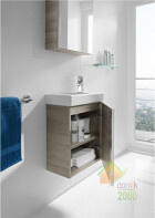 Roca MINI комплект: тумба 45*50*25см, с дверцами, без ножек, раковина 45*7,5*25см, с отв. под смеситель, зеркальный шкафчик 45*60*14см,текстурированный дуб