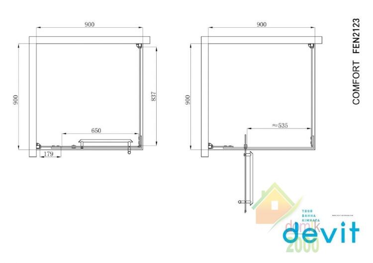 Душевая кабина Devit Comfort FEN2123 квадратная 90х90 см