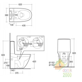унитаз-компакт Rak ceramics SENWC1146AWHA+SENWT1800AWHA+SENSC3901WH RAK SENSATION Компакт,