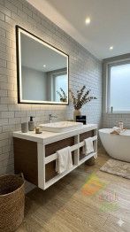 Fency Marble(Буль-буль)Комплект Baho, тумба с умивальником Aino 550