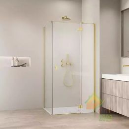 Душевая кабина Devit Aqua DA12100080099LBG 1000Lx800x1950 мм, левая, распашная, цвет профиля: Brushed Gold, стекло: 6 мм, прозрачное